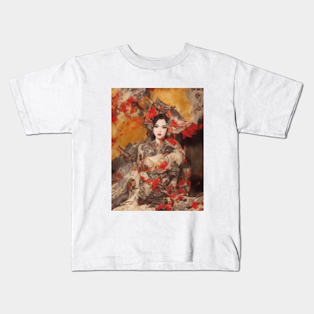 A bewitching Japanese beauty Kids T-Shirt by CRAZYMAN